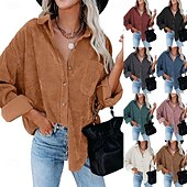 billiga casual jackor-Dam Sherpajacka Bekväm Andningsfunktion Ficka Elegant Ledigt Slät Semester Gata Ledigt Dagliga kläder Enkelknäppt Normal Nedvikt Normal Långärmad Ytterkläder Vit Rodnande Rosa Rubinrött Vår Höst