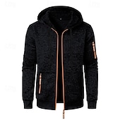 Недорогие мужские базовые толстовки-Муж. Толстовка Толстовка с капюшоном на молнии Черный Темно синий Синий Темно-серый Капюшон Полотняное плетение Карман Для занятий спортом Повседневные Праздники Полиэстер