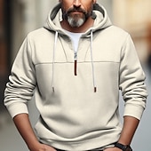 tanie podstawowe bluzy męskie-Męskie Bluza z Kapturem Bluza z kapturem na zamek błyskawiczny Czarny Biały Wino Granatowy Khaki Kaptur Równina Quarter Zip Sport i turystyka Codzienny Święto Poliester Moda miejska Podstawowy