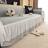 halpa Lemmikkisohvan päällinen-chenille-sohvanpäällinen, yksivärinen kermanvärinen ranskalainen ylellinen täyspeittävä päällinen, lemmikkiystävällinen liukumaton sohvansuoja