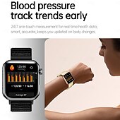 ieftine Ceasuri Smart-Ceas inteligent TK50 cu Bluetooth, ecran HD 1.72, monitor de fitness, impermeabil IP68, tensiune arterială, oxigen, ritm cardiac, ceas inteligent