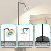 abordables Luces de Hogar Inteligente-Lámpara de pie RGB para sala de estar, lámpara de pie inteligente con control remoto de aplicación para dormitorio, oficina y lectura.