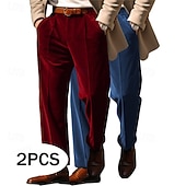 Χαμηλού Κόστους Χύμα-Ανδρικά Παντελόνια Παντελόνι επίσημο Φαρδύ παντελόνι Βελούδινο Παντελόνι Παντελόνια χορού Μπροστινή τσέπη Ισιο πόδι Πολυσυσκευασία Σκέτο Άνεση Πλήρες μήκος ΕΞΩΤΕΡΙΚΟΥ ΧΩΡΟΥ Επιχείρηση Καθημερινά
