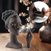 billiga Skulpturer-huvud rökelse brännare svart kvinna, svart dam huvud doft brännare svart kvinnor huvud, huvud rökelse brännare svart kvinna, huvudet rökelse hållare för olika miljöer