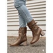 tanie Botki biker-Damskie Botki Luźne buty Rozmiar plus Botki Botki Na zewnątrz Codzienny Botki Botki Sznurowane Wysoki Obcas Masywny obcas Okrągły palec u nogi Zabytkowe Codzienny Styl przemysłowy Skóra PU PU Zamek