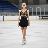 voordelige Schaatsjurken-Kunstschaatsjurk Dames Voor meisjes Schaatsen Jurken Donker paars Wit Geel Open achterkant Netstof Spandex Kant Hoge Elasticiteit Wedstrijd Kunstschaatskleding Juwelen Strass Mouwloos Schaatsen