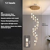 cheap Dimmable Ceiling Lights-Led Chandelier Light，Metal Crystal Staircase Rotating Long Chandelier, Modern, Simple And Luxurious, Suitable For Villas, Duplex Buildings, Lofts, Apartments And Terraces，Diammable 110-240 V