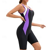abordables Lycra de surf-Femmes Maillots de bain intégraux Combinaison Fine UPF50+ Sans manches Maillot de Bain Natation Plongée Surf Plongée en apnée Patchwork Été Printemps Automne