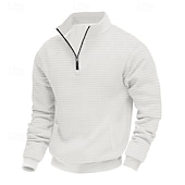 economico Felpe di base-Per uomo Maglia Felpa a nido d&#039;ape Felpa con cappuccio Maglione Felpa con zip corta Nero Bianco Blu marino Cachi Grigio chiaro Colletto Mao Semplice Patchwork Sport &amp; Outdoor Casuale Quotidiano