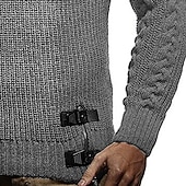 baratos suéter pulôver masculino-Homens Suéter Pulôver suéter Estriado Cabo Tricotar Tops regulares Tricotado Corte Justo Tecido Gola Redonda Roupa de Malha Moderna Casual Roupa Diária Roupa Outono Inverno Preto Marron M L XL