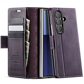 cheap Samsung Cases-Phone Case For Samsung Galaxy Z Fold 7 Magnetic Adsorption Wallet Case Magnetic Full Body Protective Kickstand TPU PU Leather