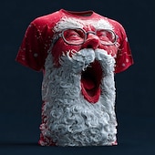 levne Santa Claus oblečení-Vánoce Pánské Ježíšek 3D  komiks Tričko Krátký rukáv tričko 3D tisk Tričkový Košile Denní Designové umělecké Dovolená Párty ulice Bílá Rubínově červená Vodní modrá Celý rok Oblečení S M L XL XXL XXXL