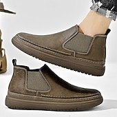 abordables Baskets-Baskets Chelsea grises à enfiler pour homme – Mocassins décontractés à tige basse avec empiècements latéraux élastiques pour un usage quotidien, les déplacements et les tenues décontractées
