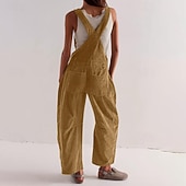 economico tute casual-Per donna Normale Tuta Attivo Tinta unica Senza Maniche Collo a U Tasca Bottoni Vacanza Quotidiano Vestibilità regolare Nero Giallo Rosa Autunno