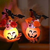 cheap Halloween Indoor-1 Pc 12 * 9CM 2025 New Halloween and Easter Pumpkin Eye Bat with Lantern Ghost Festival Decoration Simulation Flower Pumpkin Lantern