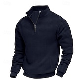 economico Felpe di base-Per uomo Maglia Felpa a nido d&#039;ape Felpa con cappuccio Maglione Felpa con zip corta Nero Bianco Blu marino Cachi Grigio chiaro Colletto Mao Semplice Patchwork Sport &amp; Outdoor Casuale Quotidiano