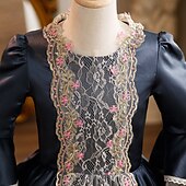 preiswerte Kleider-Rokoko Viktorianisch Steampunk Maxi Partykostüm Zubehör Glockenärmel Prinzessin Schleife Retro Ballkleid Spitzkragen Kostüm Mädchen königlich Weihnachten Halloween Karneval Maskerade Hochzeitsfeier