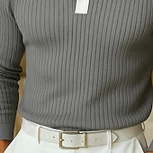 preiswerte Herren Klassisches Polo-Herren Polo Rippenstrick-Top Urlaub Arbeit Umlegekragen Langarm Mode Modern Einfarbig Patchwork Frühling Herbst Frühling &amp; Herbst Normale Passform Blau Gelb Grau Marineblau Polo