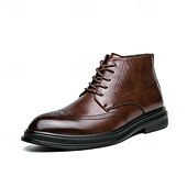 abordables Bottes de Costume-Bottes à lacets en similicuir marron pour hommes avec une silhouette moderne et élégante, idéales pour les environnements professionnels, les événements formels et les occasions décontractées élégantes