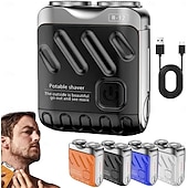 billige Personlig pleie og helse-Bærbar roterende elektrisk barbermaskin med dobbel ring, mini-skjeggbarbermaskin med koffertdesign, vanntett reisebarbermaskin for menn, hurtiglading med lang batterilevetid og magnetisk kutter med