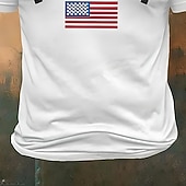 cheap Patriotic-Men's Letter American Flag Short Sleeve Shirt T shirt Tee Tee Top Short Sleeve T shirt 3D Print Henley Shirt Fashion Designer Casual Vacation Daily Holiday White Khaki All Seasons Clothing Apparel S