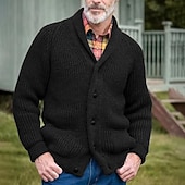 Pánské Svetr Cardigan Šaty svetr Masivní kardigan Oříznutý svetr Kabel Plést Standardní Tlačítko nahoru Bez vzoru Klopa Vinobraní protažení Ležérní Denní nošení Oblečení Klínové rukávy Podzim Zima levne pánský svetr cardigan-Pánské Svetr Cardigan Šaty svetr Masivní kardigan Oříznutý svetr Kabel Plést Standardní Tlačítko nahoru Bez vzoru Klopa Vinobraní protažení Ležérní Denní nošení Oblečení Klínové rukávy Podzim Zima