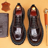 billige Klassiske Pensko-Herresko med burgunderfargede brogues og oxford-sko, klassiske snøresko for kontoret, banketter og spesielle anledninger