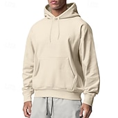 economico Felpa con cappuccio in pile-Per uomo Felpa con cappuccio Felpa con cappuccio in pile Felpa con cappuccio foderata in pile Aalbicocca Nero Bianco Giallo Rosa Con Cappuccio Semplice Sport &amp; Outdoor Casuale Quotidiano Streetwear