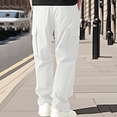 preiswerte Cargohosen-Herren Cargo-Hosen Hose Kordelzug Elastischer Bund Mehrere Taschen Einfach tragbar Outdoor Täglich Campen und Wandern Mode Klassisch Schwarz Weiß