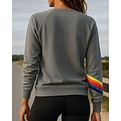 billiga Huvtröja &amp; Sweatshirt-Dam Tröja med pullover Casual Toppar Långärmad Överdelar Fritids- Höst Grafisk Utomhus Resor Semester Sportkläder Sportkläder Mörkblå Grå