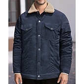 economico Giubbotti Casual-Per uomo Giacca Invernale Giacca in Velluto a Coste Giacca in Pile Giacca Casual Vacanza Quotidiano Calore Termico Tasca Pile Inverno Semplice Moda Streetwear Bavero Regolare Nero Verde chiaro Blu