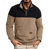 baratos Suéteres básicos-Homens Moletom Moletom Waffle Moletom com capuz Estacionar Moletom com zíper Verde Tropa Vinho Azul Real Marron Cáqui Colarinho Clerical Tecido Patchwork Desportos e Ar livre Casual Diário Roupa de