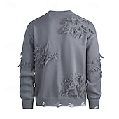 preiswerte Herrenpullover-Herren Pullover Strickpullover Gerippt Stricken Normale Oberteile Gestrickt Zerrissen Einfach Rundhalsausschnitt Mode Basic Urlaub Alltagskleidung Bekleidung Herbst Winter Schwarz Khaki M L XL