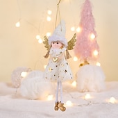 levne Ozdoby-3 ks vánočních andělských ozdob, závěsné dekorace andělů z sobích parohů, figurky růžových okřídlených andělských dívek, malé ozdoby na stromeček, sváteční dekorace