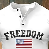 cheap Patriotic-Men's Letter American Flag Short Sleeve Shirt T shirt Tee Tee Top Short Sleeve T shirt 3D Print Henley Shirt Fashion Designer Casual Vacation Daily Holiday White Khaki All Seasons Clothing Apparel S