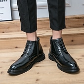 abordables Bottes de Costume-Bottes à lacets en similicuir marron pour hommes avec une silhouette moderne et élégante, idéales pour les environnements professionnels, les événements formels et les occasions décontractées élégantes