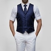abordables Costumes de fête-gilet homme col V fête cachemire bordeaux bleu vert coupe ajustée