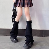 abordables Accueil Pantoufles-Chaussettes souples en tricot pour femmes, jambières évasées pour l'automne et l'hiver, couvre-chaussettes mi-mollet de couleur unie, chauffe-jambes tendance de style étudiant
