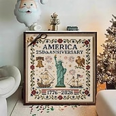 cheap Sewing &amp; Knitting &amp; Crochet-US 250th Anniversary Cross Stitch Kit Personalized Patriotic Cross Stitch Kits Commemorative Embroidery for Beginners Stamped and Counted Style Gifts for Veterans Military Fans