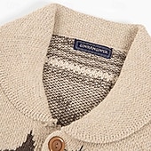 abordables suéter de la rebeca de los hombres-Hombre Pulóveres Chaqueta de Punto Suéter Fair Isle Estriado Tejer Tops regulares De Punto Plano Cuello Vuelto Vacaciones Moda Casual Ropa Cotidiana Ropa Otoño Primavera &amp; Otoño Color Caquí M L XL