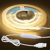 baratos Luzes de tira USB-Luz LED COB USB 5V 1 metro 320LED Desligamento temporizado de 60 segundos Escurecimento de 6 níveis com cabo USB de 1,5 metros Adequado para cozinha, quarto, festa, iluminação doméstica DIY