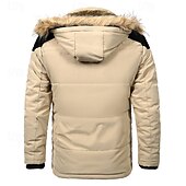 cheap Men&#039;s Downs &amp; Parkas-Men&#039;s Winter Coat Fleece Jacket Parka Pocket Fleece Polyster Vacation Daily Wear Date Regular Fashion Casual Comfortable Thermal Warm Fall Winter Solid / Plain Color Black Khaki Dark Blue Puffer