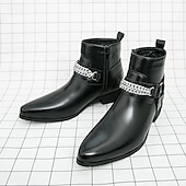 levne Dámské boty-Pánské hnědé chelsea boty z umělé kůže s řetízkovým akcentem, elegantní a moderní vzhled pro formální kancelářské oblečení, večírky a večerní vycházky.