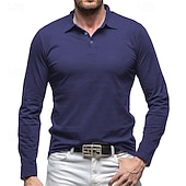 levne Pánské klasické polo-Pánské Golfová košile Golfové polokošile Ležérní Práce Klopa Dlouhý rukáv Základní Moderní Bez vzoru Knoflíky Jaro Podzim Běžný Černá Bílá Trávová zelená Růžová Světle modrá Šedá Golfová košile