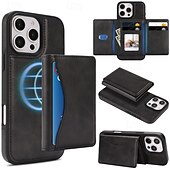 お買い得  iPhone用ケース-電話 ケース 用途 iPhone 17 16 15 14 Pro Max Plus 16e 13 Pro Max バックカバー 磁石バックル キックスタンド カード挿入口 レトロ風 TPU PUレザー