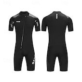 voordelige Wesuits, duikpakken &amp; rashguard shirts-Voor heren 3 mm Neopreen duikpak Uitslagbescherming Zwemkleding voor het hele lichaam Effen Rits Aan De Voorzijde UPF50+ Sneldrogend Hoge Elasticiteit Korte mouw Zwemkleding Surfen Duiken Snorkelen