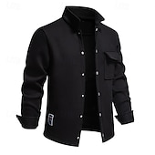 preiswerte Lässige Jacken-Herren Waffeljacke Fleecejacke Cargo-Jacke Freizeitjacke Urlaub Täglich Warm Tasche Herbst Winter Einfach Mode Klassisch Revers Regulär Schwarz Weiß Marineblau Blau Khaki Jacken