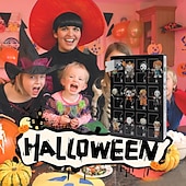 お買い得  ハロウィンの吊るし飾りとテーブルトップ装飾-ハロウィンアドベントカレンダー ホラー映画 2025、ハロウィンカウントダウンカレンダー 2025 子供と大人向け クラシックドール コレクターフィギュア 24個付き、プレクリスマスドール