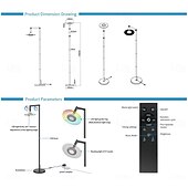 abordables Luces de Hogar Inteligente-Lámpara de pie RGB para sala de estar, lámpara de pie inteligente con control remoto de aplicación para dormitorio, oficina y lectura.