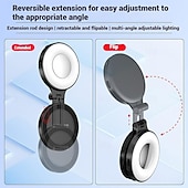 Недорогие Декоративные огни-Магнитная бьюти-лампа для селфи 3-в-1 для телефонов. 360-градусная светодиодная кольцевая лампа с магнитом, зеркалом и подставкой для телефона. Портативная перезаряжаемая подсветка с 3 режимами